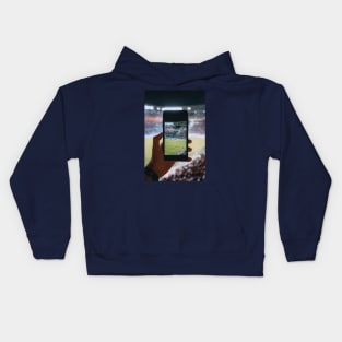 football on a cellphone Kids Hoodie